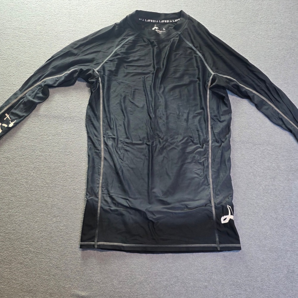 LAFROI Burst Long Sleeve Compression Shirt Mens L Black Rash Guard Athletic Fit